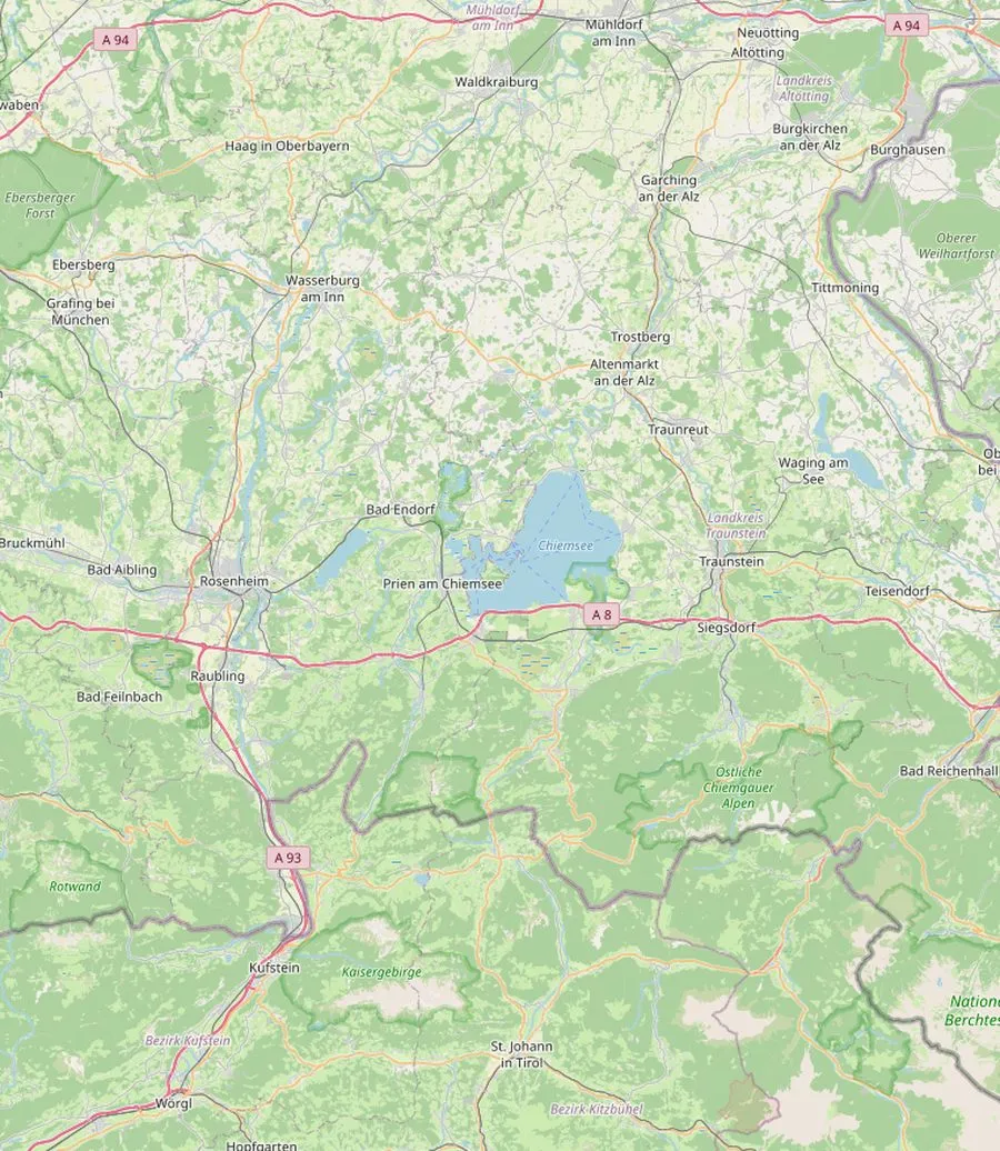 Landkarte der Region Inntal (Tirol / Bayern) mit unseren Burgen